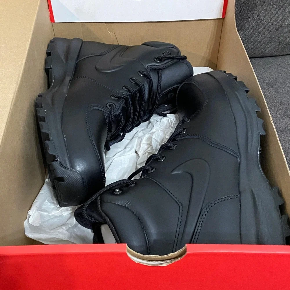 Nike Manoa Leather Boots Mens 9.5 Black Hiking Streetwear ACG Style 454350-003